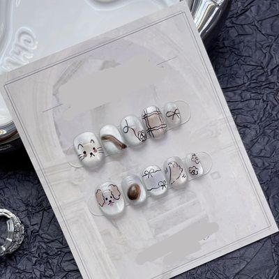 NALoRa Detachable Handmade false nails with design dopamine bubble love girl press on Nail enhancement false nails (Color : 16, Size : S)