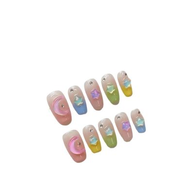 NALoRa Detachable Handmade false nails with design dopamine bubble love girl press on Nail enhancement false nails (Color : 2, Size : L)