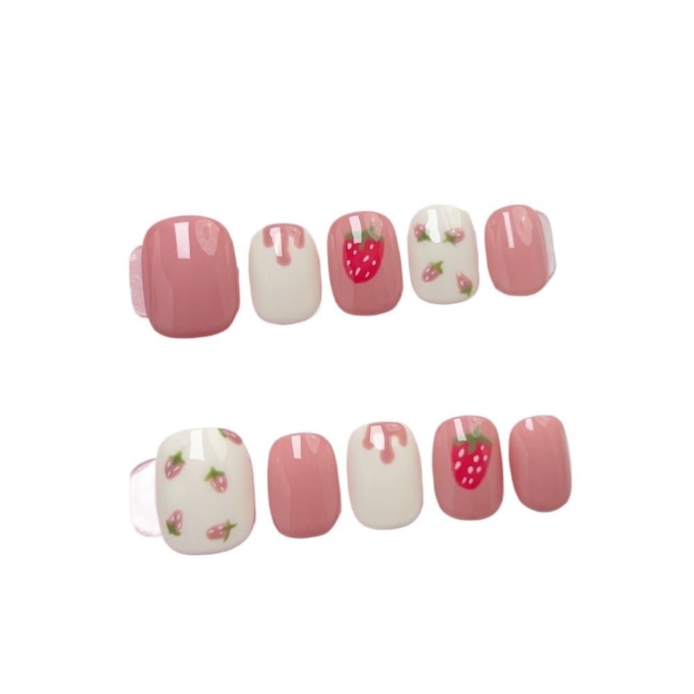 NALoRa Detachable Handmade false nails with design dopamine bubble love girl press on Nail enhancement false nails (Color : 13, Size : L)