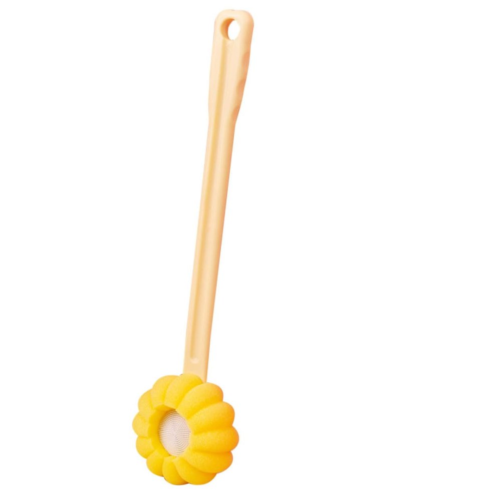 Angoily Exfoliating Bath Brush with Long Handle and Sponge Back Scrubber for Shower Gentle Body Massager Soft Silicone for Women for Clean and Refreshing Bath Experience