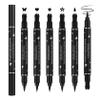 5PCS Liquid Winged Eyeliner Stamp Pen Set,Double-headed Waterproof Black Eyeliner Pencil Pen for Women,Smudge Proof Eye Liner Stencil Makeup Kit with Star,Heart,Flower,Butterfly,Diamond Shapes view 1