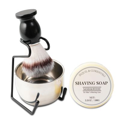 Shaving Brush Set for Men, 4pcs Shaving Set Includes Shaving Brush Shaving Soap, Bowl and Shaving Brush Stand