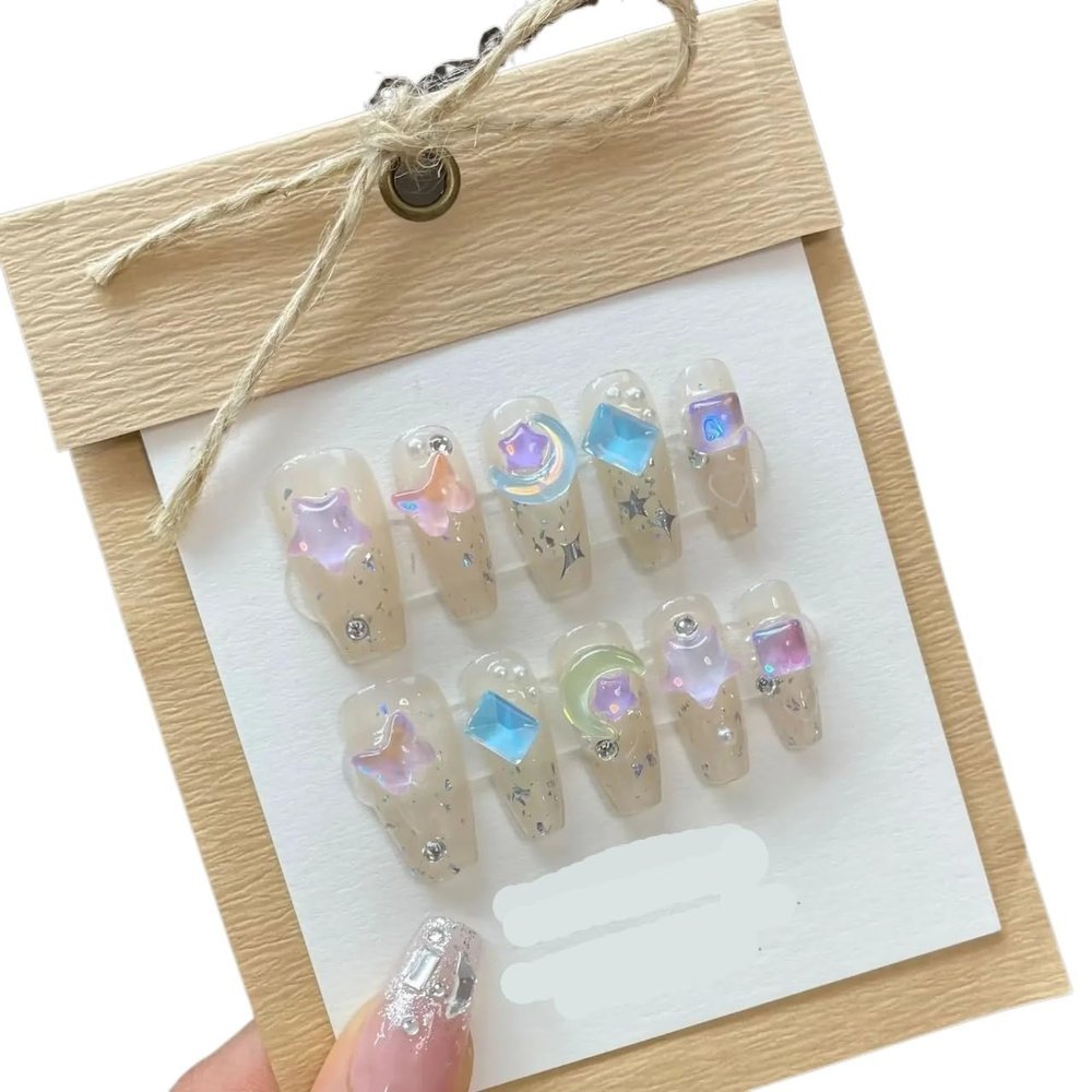 NALoRa Detachable Handmade false nails with design dopamine bubble love girl press on Nail enhancement false nails (Color : 10, Size : XS)