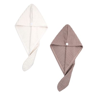 Angoily 2pcs Waffle Hair Dryer Cap Towel Hair Drying Wraps Water Absorbent Hats Soft Bath Products