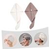 Angoily 2pcs Waffle Hair Dryer Cap Towel Hair Drying Wraps Water Absorbent Hats Soft Bath Products view 2