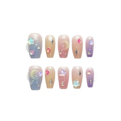 NALoRa Detachable Handmade false nails with design dopamine bubble love girl press on Nail enhancement false nails (Color : 6, Size : XS)