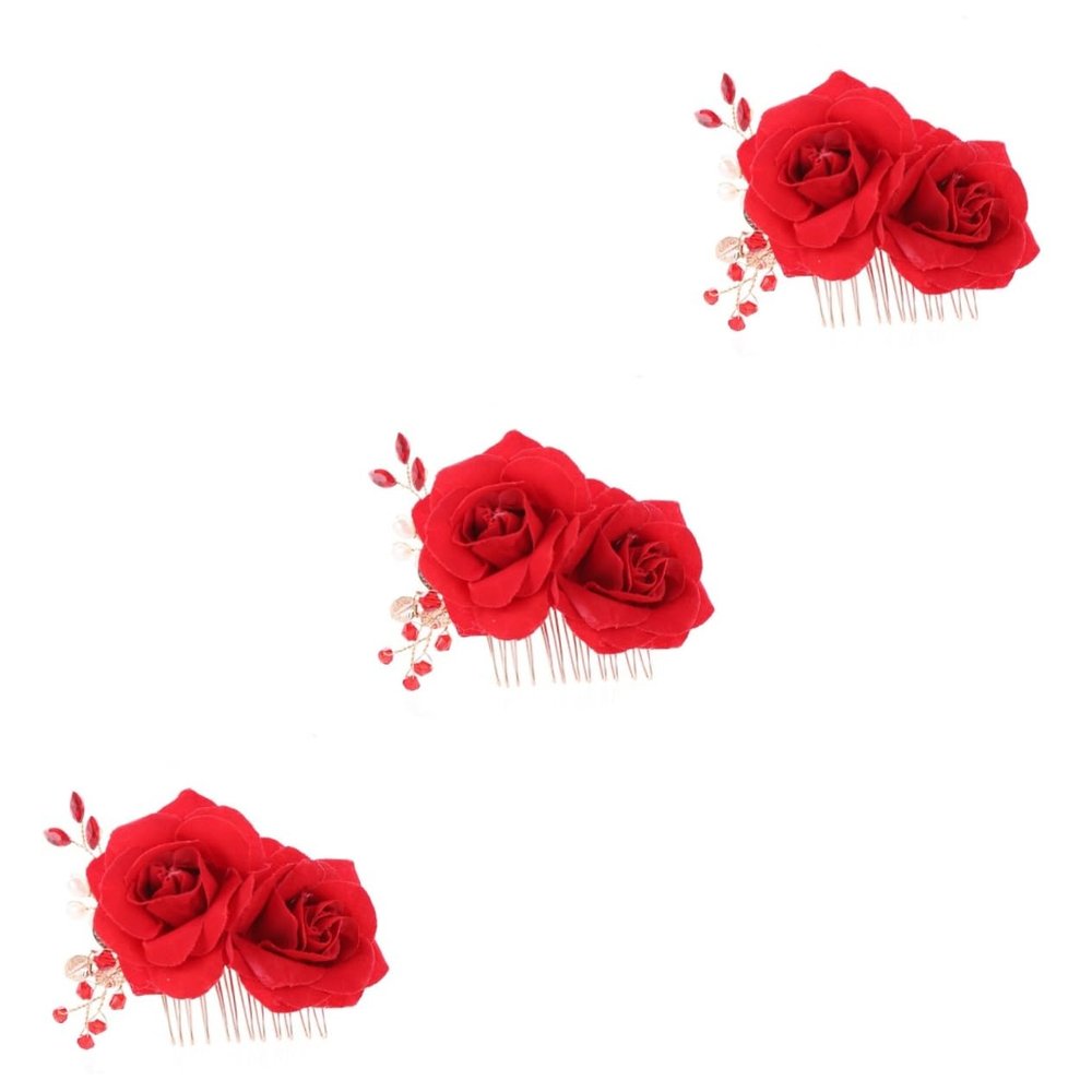 Angoily 3pcs Elegant Bridal Rose Hair Comb Handmade Flower Headpiece for Weddings Special Occasions for Brides Parties and Banquets Versatile Floral Accessory