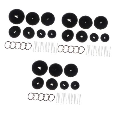 Angoily 66pcs Hair Updo Bun Set Versatile Hair Styling Tools for Elegant Updos Includes Large Medium Donut Makers U-shaped Elastic Bands for Dance and Everyday Use Black