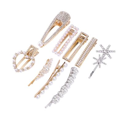 Angoily 9pcs Pearl Hair Clips Pin Barrettes for Girls Women Vintage Pearl Hair Clips Fashion Random Style