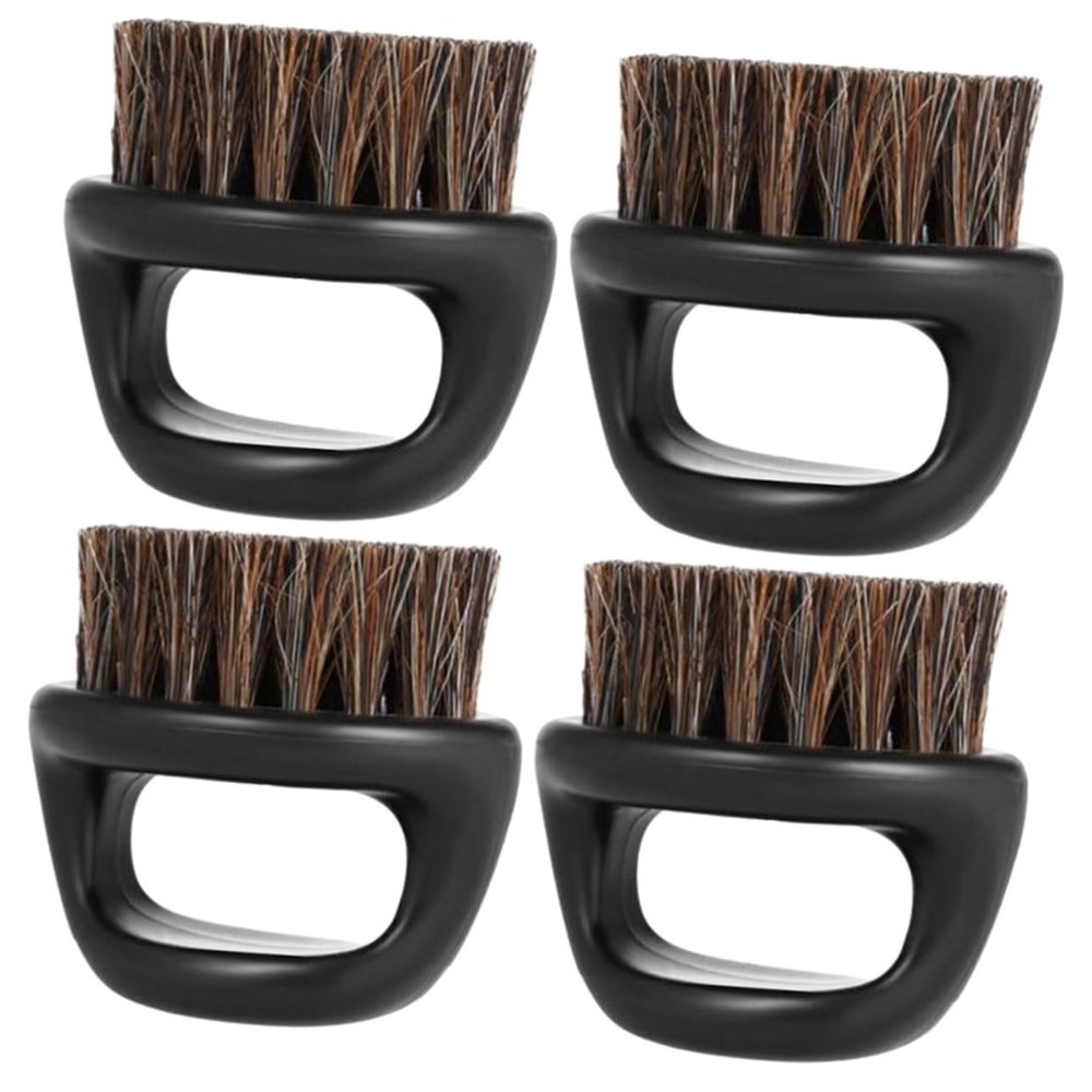 minkissy 4pcs Men's Beard Brush Boar Bristles Portable Grooming Tool for Bearded Men Ergonomic Design for Easy Use Salon for Distributing Balm and Wax