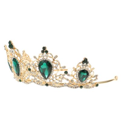 Angoily Vintage Green Baroque Bride Crown Tiara Headdress for Weddings Parties and Photography Lightweight Elegant Design for Brides and Special Occasions