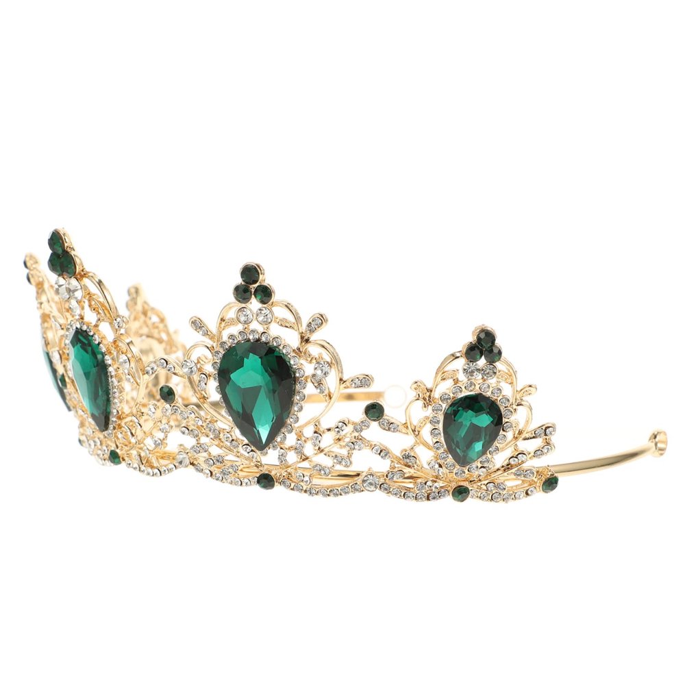 Angoily Vintage Green Baroque Bride Crown Tiara Headdress for Weddings Parties and Photography Lightweight Elegant Design for Brides and Special Occasions