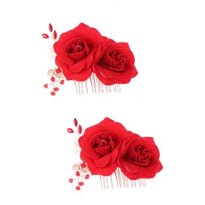 Angoily 2pcs Elegant Bridal Hair Comb Artificial Roses Charming Wedding Headpiece for Brides Bridesmaids Delicate Floral Hair Accessories for Special Occasions Parties