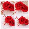 Angoily 2pcs Elegant Bridal Hair Comb Artificial Roses Charming Wedding Headpiece for Brides Bridesmaids Delicate Floral Hair Accessories for Special Occasions Parties view 3