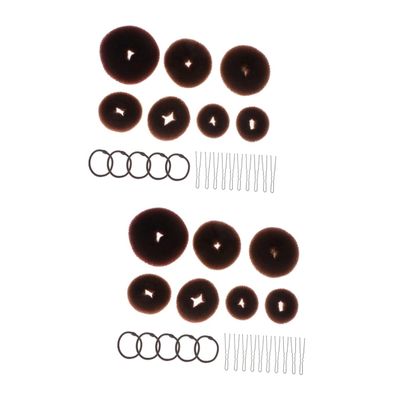 Angoily 44pcs Bun Maker Set U-shaped Clips and Elastic Hair Ties for Easy Updos Coffee for Dance and Everyday Styles