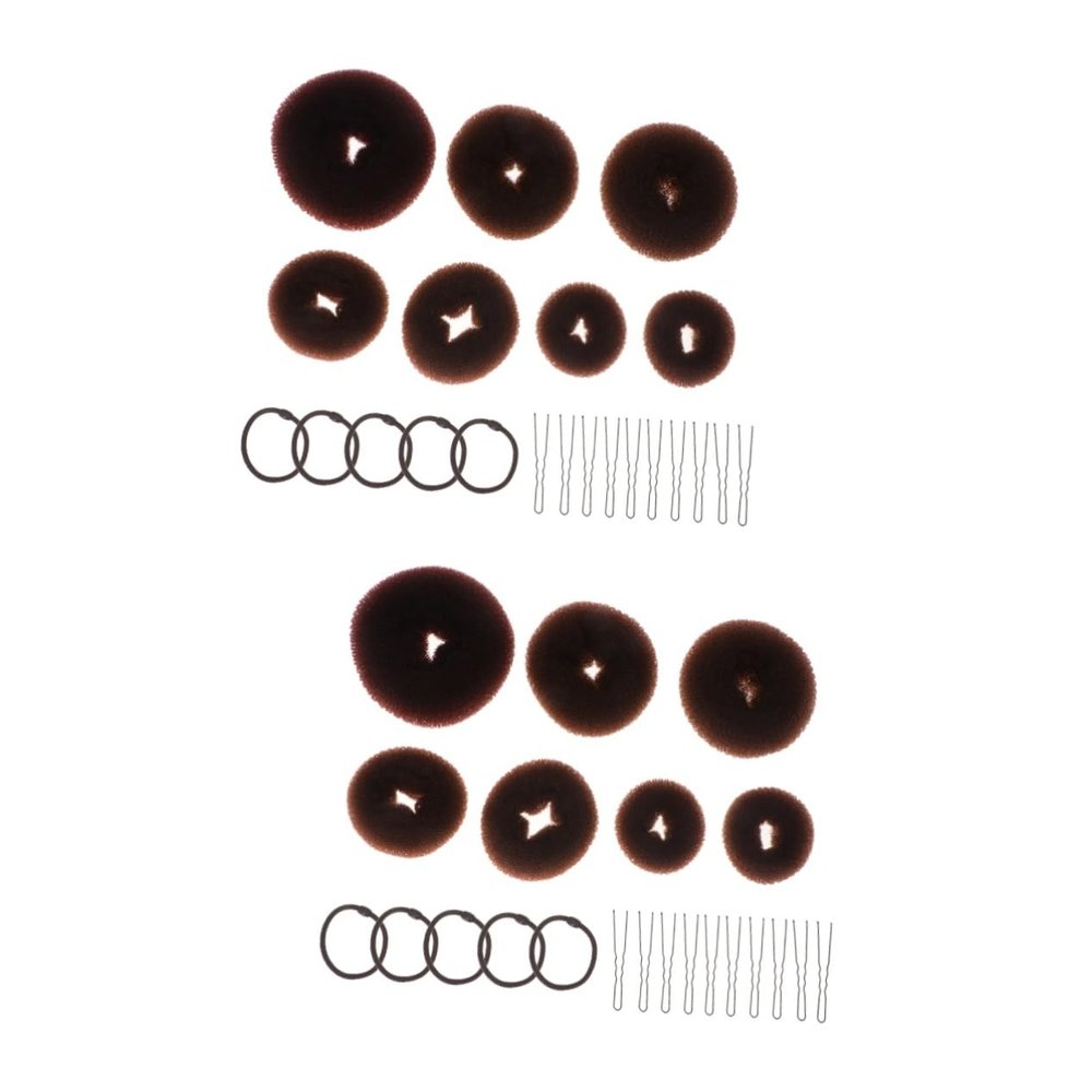 Angoily 44pcs Bun Maker Set U-shaped Clips and Elastic Hair Ties for Easy Updos Coffee for Dance and Everyday Styles