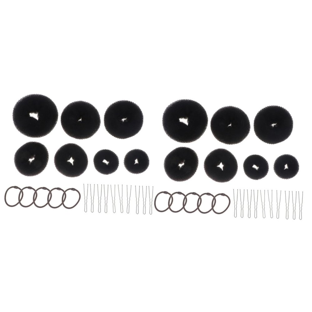 Angoily 44pcs Hair Updo Bun Kit Elastic Hair Ropes U-shaped Clips and Accessories for Effortless Styling for Ballet Dance and Everyday Use Black