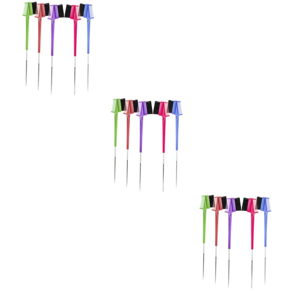 Housoutil 15pcs Dual-use and Hair Brushes Steel Pin Brow Combs Portable Makeup Tools for Home and Salon Random