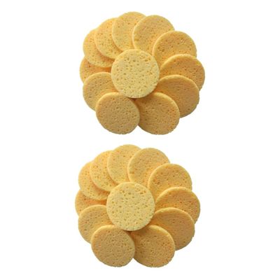 Housoutil 40pcs Skin-friendly Makeup Remover Pads Soft Round Cotton Sponges for Face Cleaning Delicate Cellulose Material for Daily Makeup Removal and Skin Care