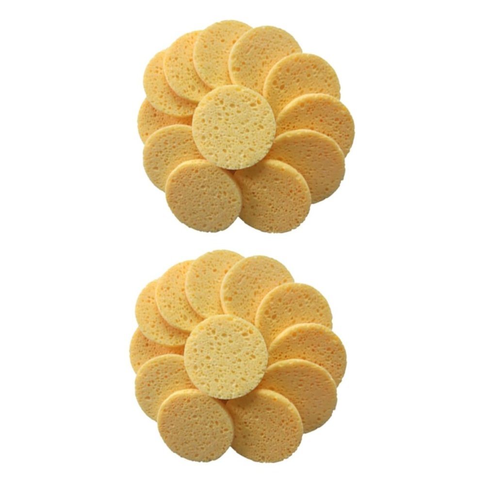 Housoutil 40pcs Skin-friendly Makeup Remover Pads Soft Round Cotton Sponges for Face Cleaning Delicate Cellulose Material for Daily Makeup Removal and Skin Care