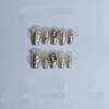 Handmade wearable nail spring and summer show white square sugar bright diamond removable handmade wearable nail (Color : S) view 1