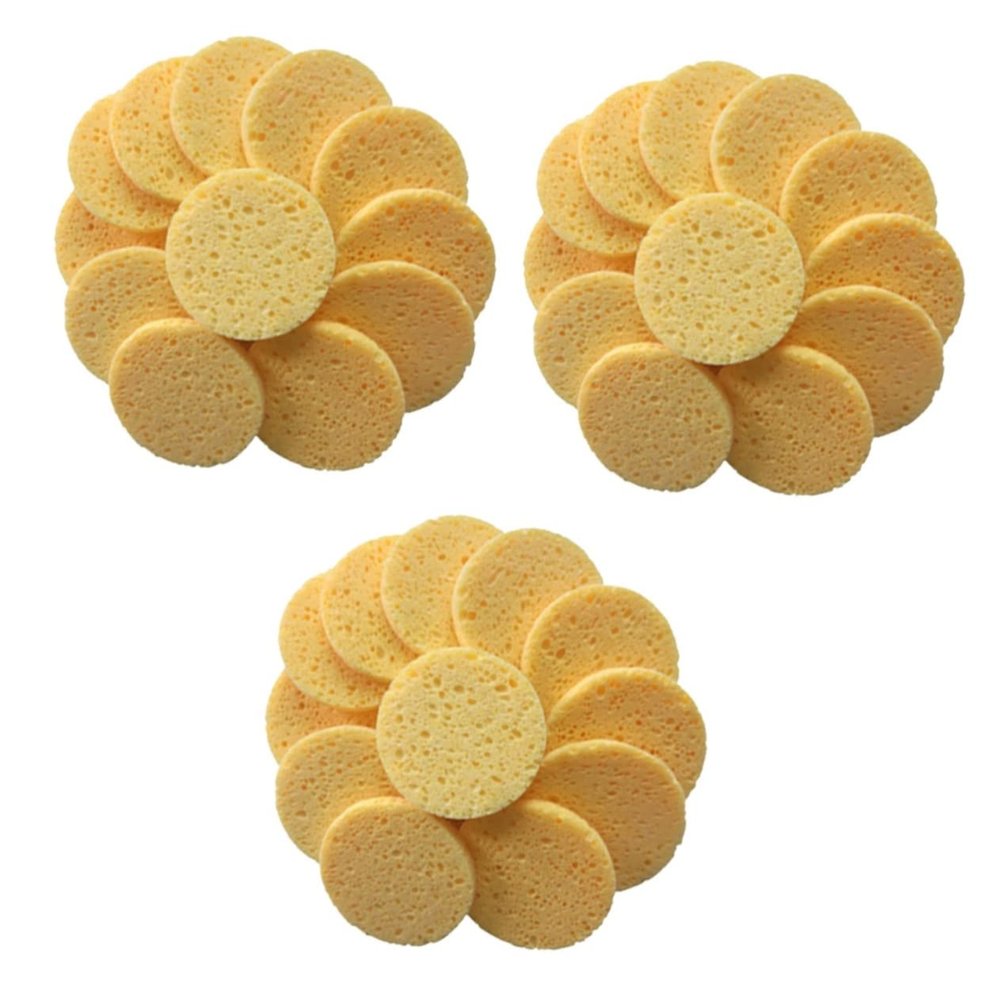 Housoutil 60pcs Makeup Remover Pads Gentle Face Scrub Exfoliator Soft Round Cotton Pads Skin Cleaning Sponge Safe for Daily Use Travel-friendly