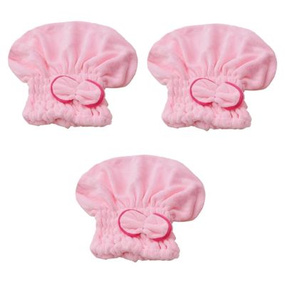 Angoily 3pcs Microfiber Hair Drying Cap Fast Drying for Shower Elastic Bathing Cap Bowknot Reusable Hair Accessories for Women Men
