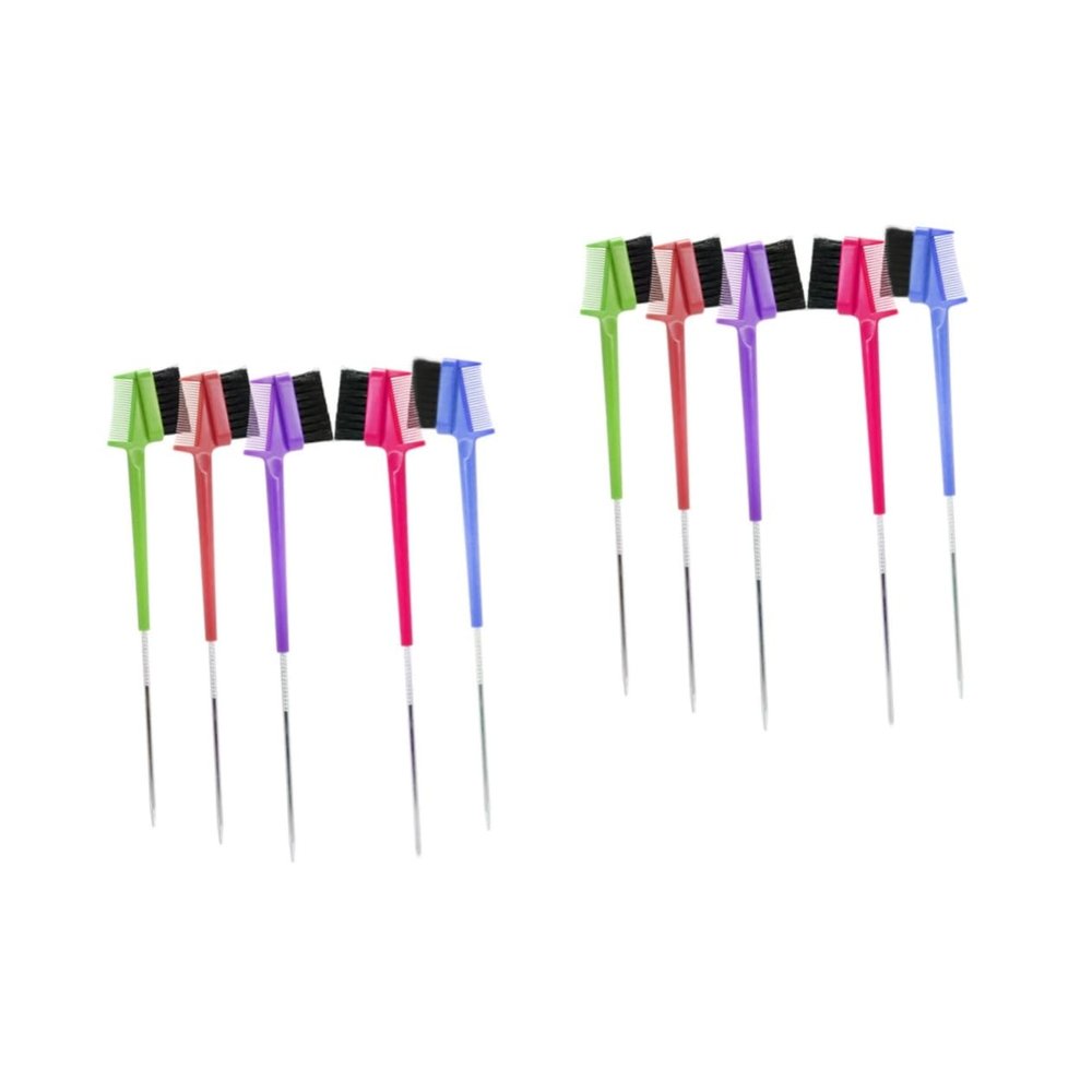 Housoutil 10pcs Dual-use Brow and Hair Brushes Steel Pin Makeup Tools for Salon and Home Use Random for Creating Shapes