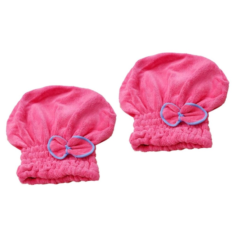 Angoily 2pcs Shower Cap Elastic Band Quick Dry Hair Drying Cap Microfiber Material Comfortable for Daily Use at Home Travel