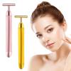 2 Pack T Shape Face Massager Beauty Bar Golden & Pink Facial Massager, Portable Electric Vibration Face Neck Body Massager for Firming Lifting Anti Aging Skin Tightening Wrinkle Reducing view 1