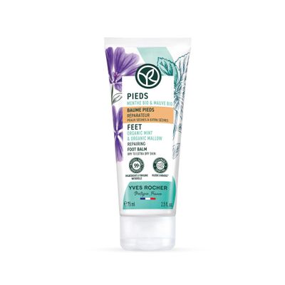 Yves Rocher Repairing Foot Balm, Relieve Dry, Cracked Feet with Shea and Lavender, 2.5 FL OZ