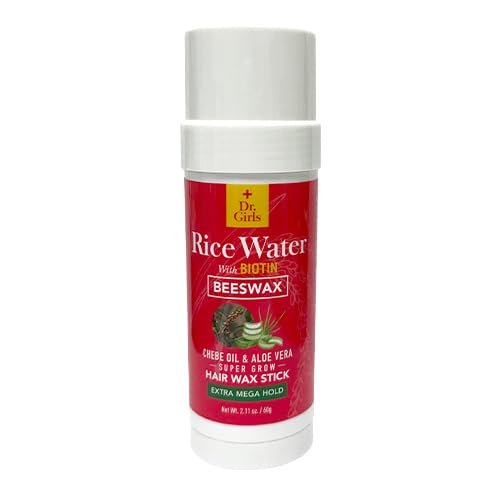 Dr.Girls Rice Water Extra Mega Hold Hair Beeswax Stick 2.11oz/ 60g (Chebe Oil & Aloe Vera)