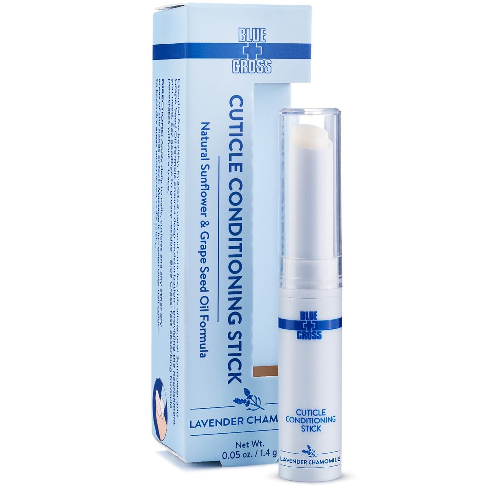 Blue Cross Cuticle Balm Conditioning Stick, Scented Cuticle Softener Oil Balm, Nourishing Sunflower & Grape Seed Oil, Professional Nail Care Supports Dry + Damaged Cuticles, 0.05oz, Lavender Chamomile