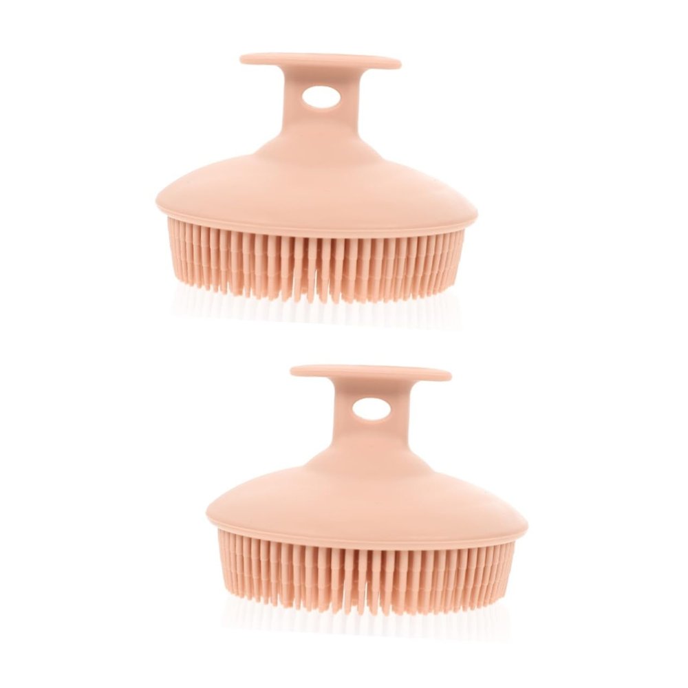 Angoily 2pcs Handheld Bathing Brush Silicone Exfoliating Head Body Scrubber for Relaxing Shower