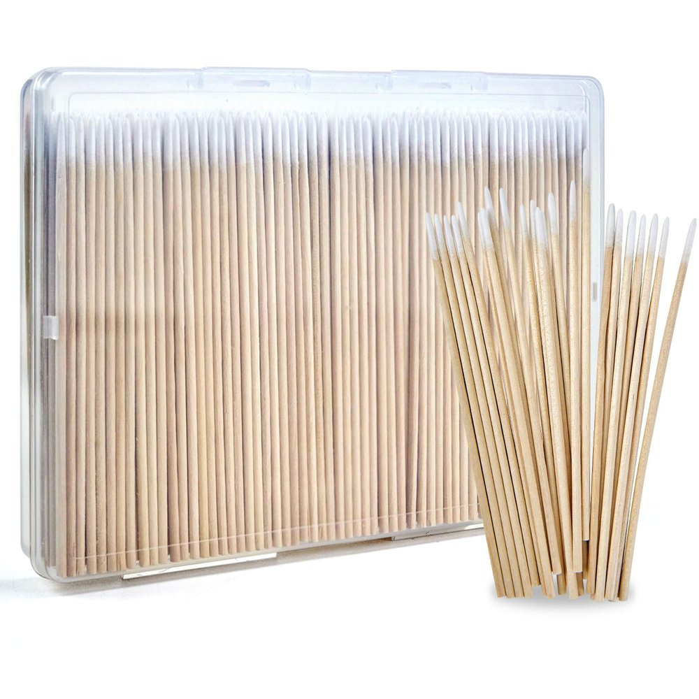 400PCS Pointed Cotton Swabs with Storage Case, Precision Tip Cotton Swabs with Wooden Sticks, 4 Inch Microblading Buds, Microswabs for Eyelash Extensions Makeup nails Tattoo Permanent Makeup Supplies