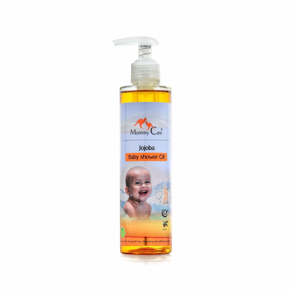 Mommy Care Jojoba Baby Shower Oil Luxurious Foaming Body Wash for Hydrating Dry Skin, Orange Scent, SLS-Free & Paraben-Free for Newborns & Kids, 250 ml / 8.45 fl oz