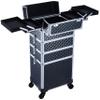Faquenc Rolling Makeup Case with Wheels Professional 4 in 1 Cosmetic Train Case and Cosmetology Cart Trunk for Makeup Artists Hairstylists Nail Techs and Salons Large Storage Capacity, Black view 1