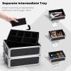 Faquenc Rolling Makeup Case with Wheels Professional 4 in 1 Cosmetic Train Case and Cosmetology Cart Trunk for Makeup Artists Hairstylists Nail Techs and Salons Large Storage Capacity, Black view 4