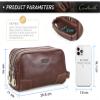 RC ROCKCOW Coded Lock Toiletry Bag, Mens Genuine Leather Travel Shaving Dopp Kit Anti Theft Business Wallet Clutch Purse Bag Organizer view 2