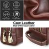 RC ROCKCOW Coded Lock Toiletry Bag, Mens Genuine Leather Travel Shaving Dopp Kit Anti Theft Business Wallet Clutch Purse Bag Organizer view 4
