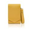 AfitLulu Makeup Case, Leather Lipstick Pouch with Mirror, Wristlet Holder with Removable Keychain, Holds 3 Lipsticks, Magnetic Closure (Yellow) view 1