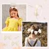 DEEKA Beige Bow Headband & 2 Pcs Satin 4 Inch Hair Bows Set Uniform Hair Accessories Hair Band for Little Toddler School Girls -Beige view 3