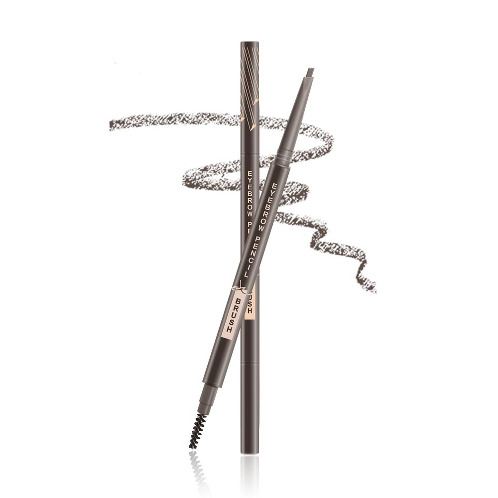 Music Flower Dual Ended Eyebrow Pencil with Spoolie Brush Natural Fills and Defines Brow,Grey