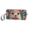 OUSIKA Flower Alpaca Cosmetic Bags for Women Portable Makeup Bag Travel Storage Bag Daily Receive Bag Large Capacity Toiletry Bag view 2