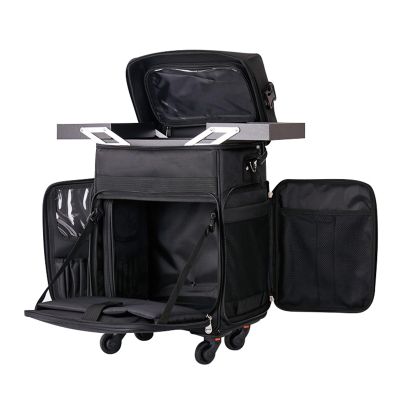 Rolling Makeup Case, Makeup Backpack Professional Makeup Artist Train Case Trolley, Multi-functional Cosmetic Train Case, Cosmetic Trolley Case In Oxford Fabric, With 360 Swivel Wheels, Black