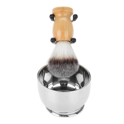 Professional Men's Beard Shaving Set, Stainless Steel Mustache Shaving Tool with Bowl, Stand and Brush