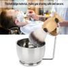 Professional Men's Beard Shaving Set, Stainless Steel Mustache Shaving Tool with Bowl, Stand and Brush view 3