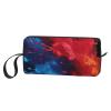 OUSIKA Blue and Red Splash Cosmetic Bags for Women Portable Makeup Bag Travel Storage Bag Daily Receive Bag Large Capacity Toiletry Bag view 2