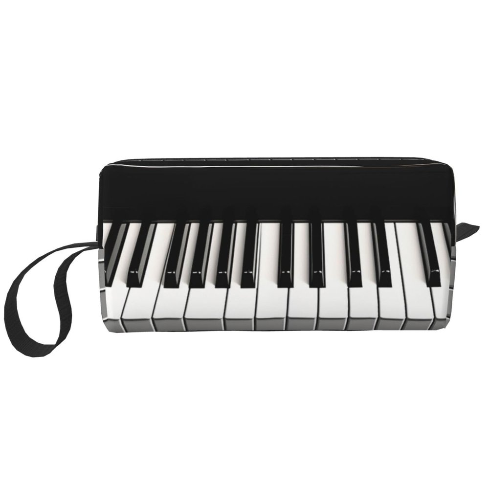 Black and White Piano Keys Cosmetic Bags for Women Portable Makeup Bag Travel Storage Bag Daily Receive Bag Large Capacity Toiletry Bag, White, One Size