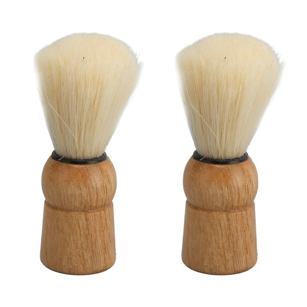 Beard Brush, Mini Synthetic Shave Brush Professional Beard Comb Beard Shave Brush Wooden Handle Lightweight Mustache Brush Soft Hair Brush for Salon Home